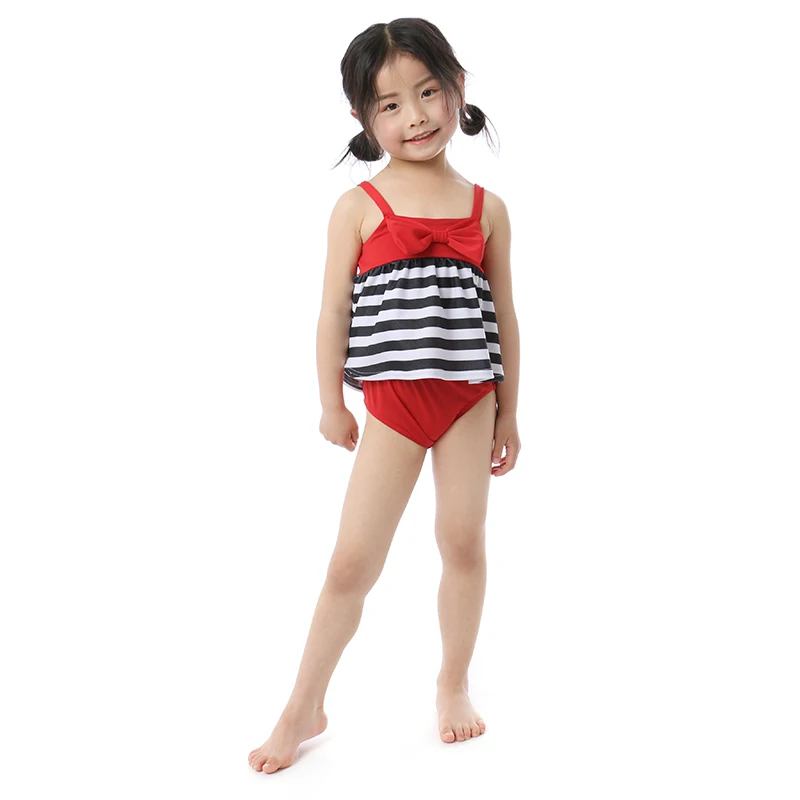 Kaiya Angel 2019 Hot Sale Toddler Girls Swimsuit Outfit Bow Shoulder Strap Tops + Red Short Bloomers Summer Kid Clothing Sets | Детская