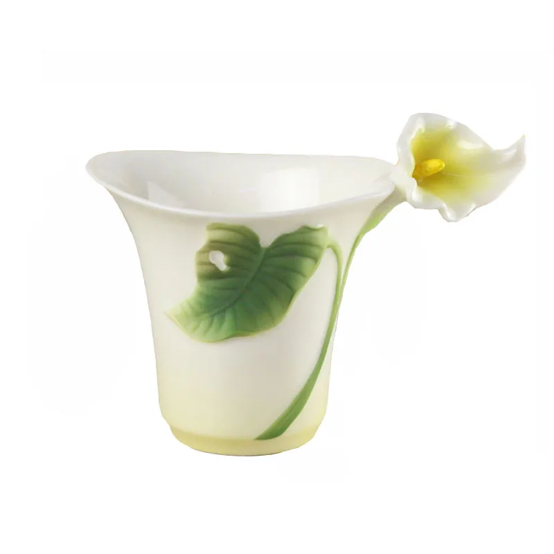 

Ceramic Calla Flower Bone China Coffee Cup Porcelain Colored Enamel Tea Cups