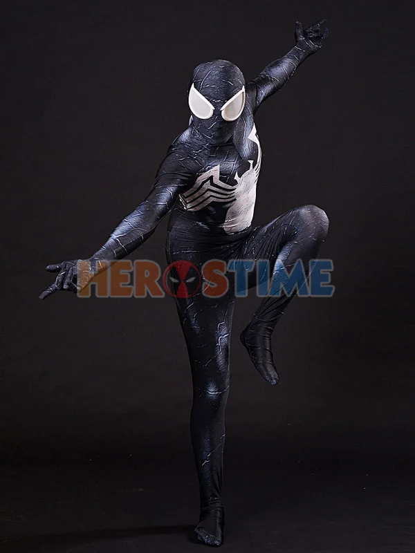 Venom Реплика Symbiote костюм Человека паука спандекс 3D косплей полный тело супергероя