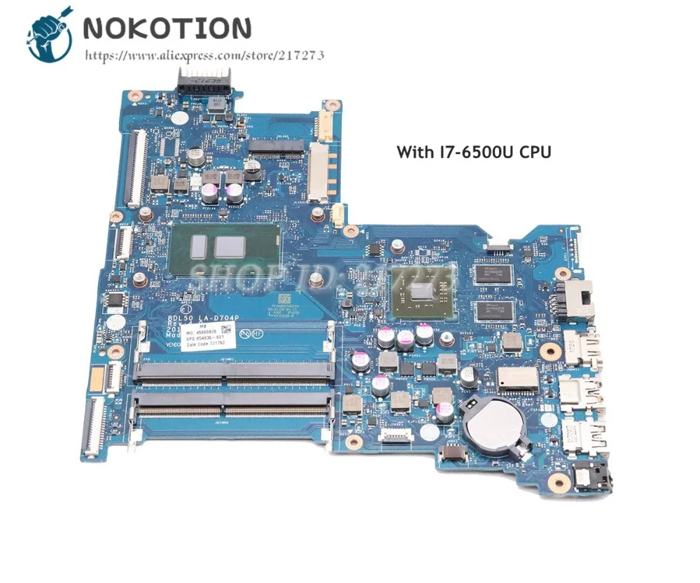 

NOKOTION 858868-601 858868-501 858868-501 For HP 15-AY 15-ay015ds Laptop motherbard BDL50 LA-D704P I7-6500U Radeon R7 M440 2GB