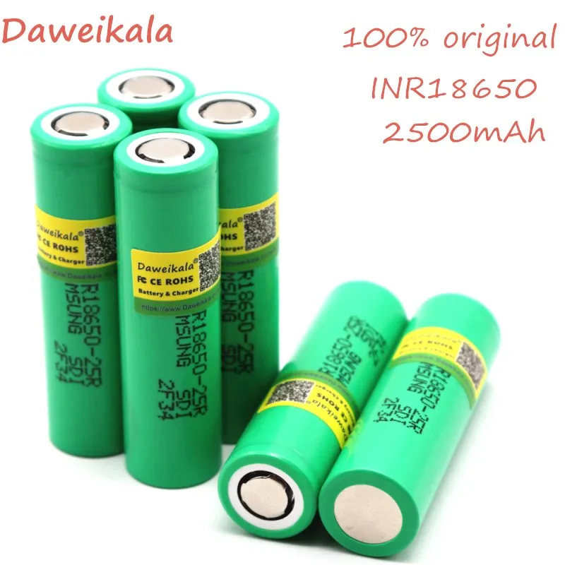 10 шт. Daweikala 18650 батарея 2500 mAh 3,6 V для samsung INR18650-25R 20A разрядка электронных сигарет