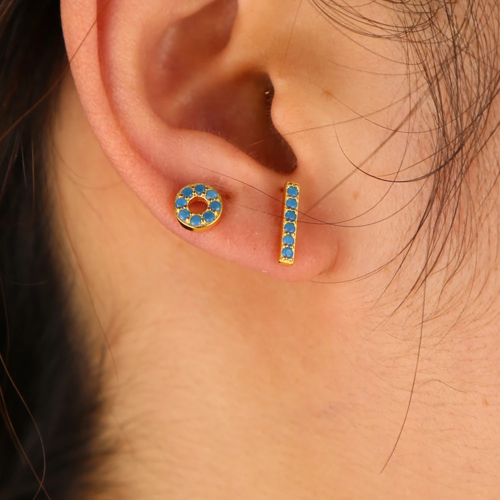 Серьги из стерлингового серебра 925 пробы высокое качество мини-ПАВЕ синий камень