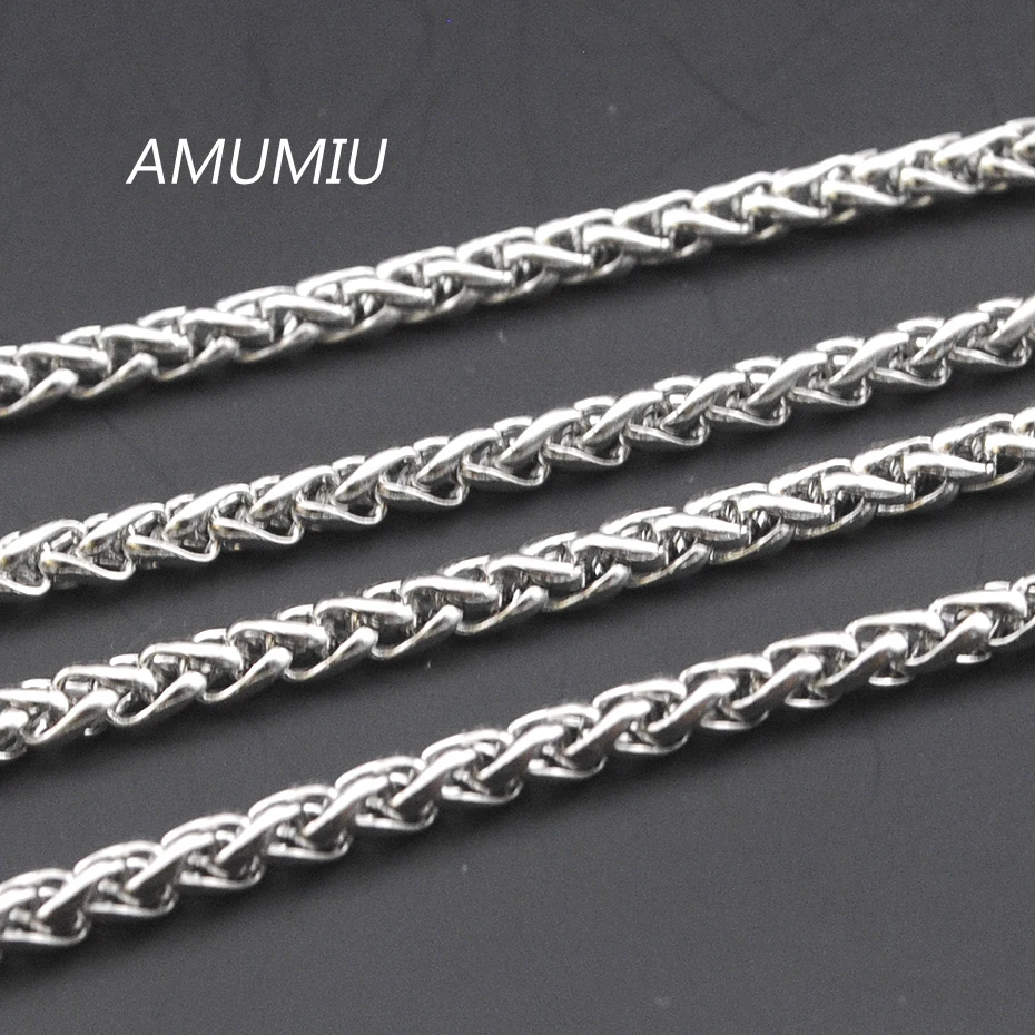 Мужское ожерелье AMUMIU повседневные плетеные цепочки из нержавеющей стали 3 мм|fashion