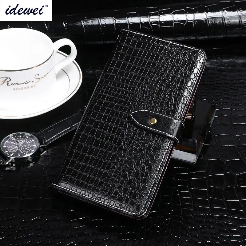 

IDEWEI For Sony Xperia M4 Aqua Case Cover Luxury Leather Flip Case For Sony M4 Aqua E2303 Protective Phone Case Crocodile Grain