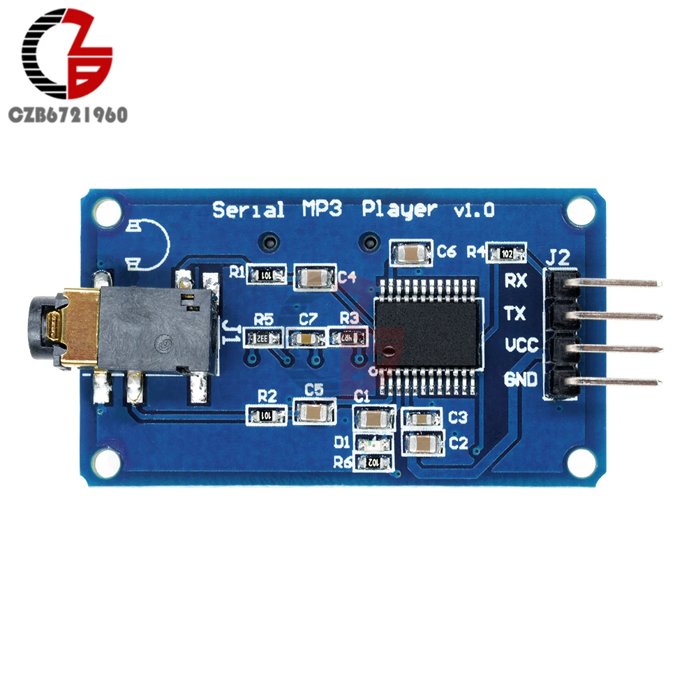DC 3 2 5 В YX5300 UART TTL контроль последовательный MP3 музыкальный плеер модуль с