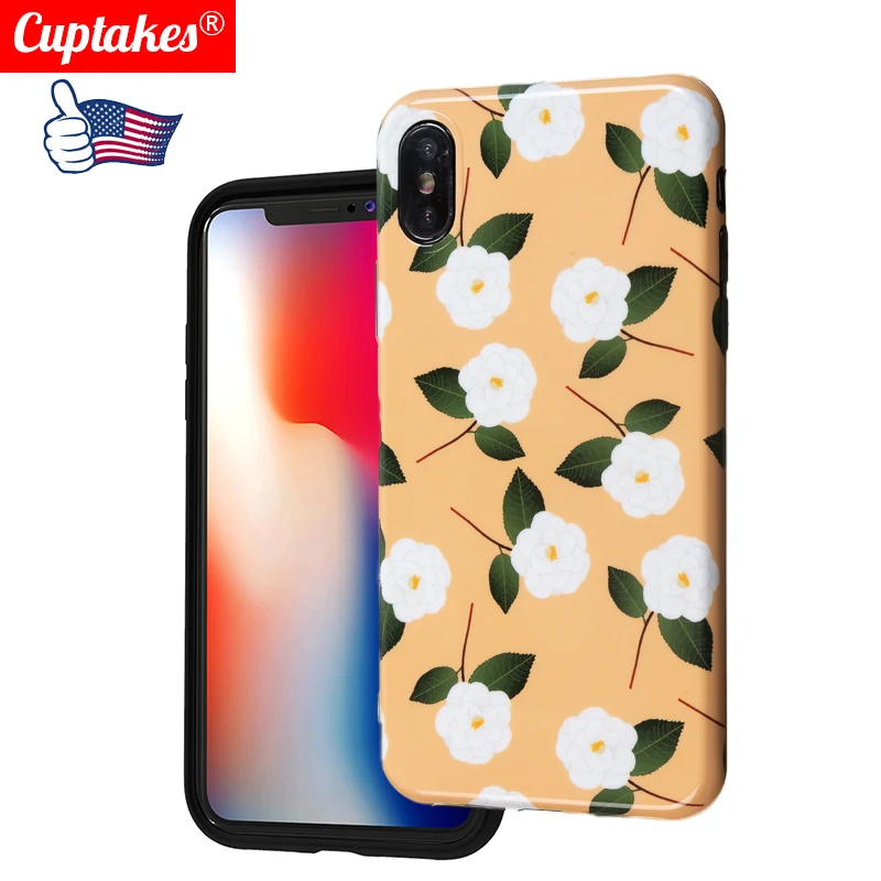 Роскошный Блестящий глянцевый цветочный чехол для iPhone X S MAX Xs XR Love мягкий из ТПУ 6 6s
