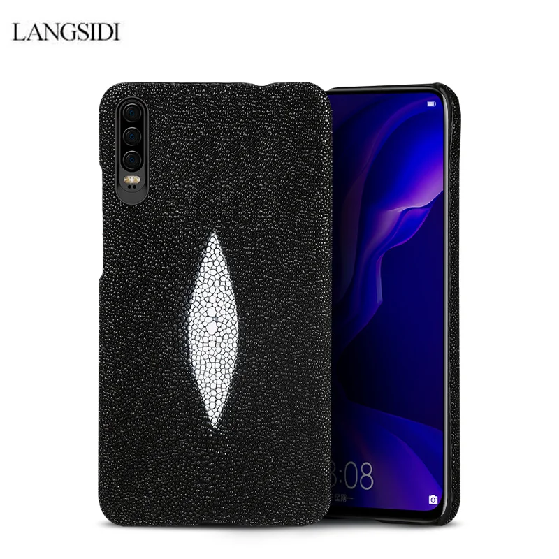 Защитный чехол из натуральной кожи с жемчужинами и рыбками для HUAWEI P30, чехол для телефона с защитой от падения, однотонный кожаный чехол
