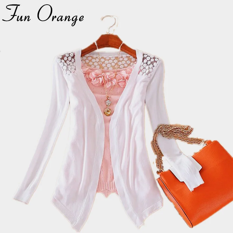 GREMISS New Summer Fashion Women Lace Sweet Candy Color Crochet Hollow Out Knitwear Blouse Full Sweater Cardigan Open Stitch |