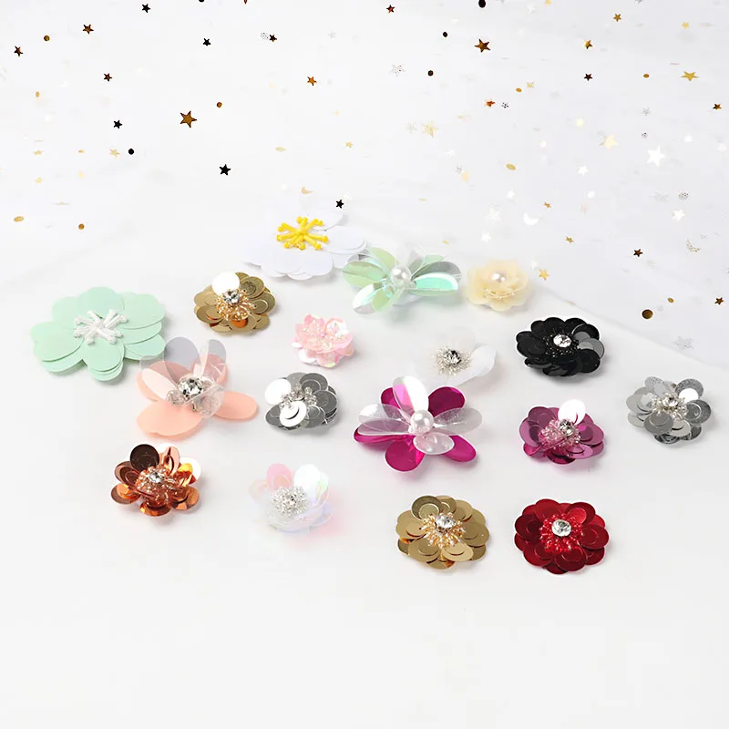 2 шт. ручной работы расшитые блестками и бисером цветочные аппликации патчи для