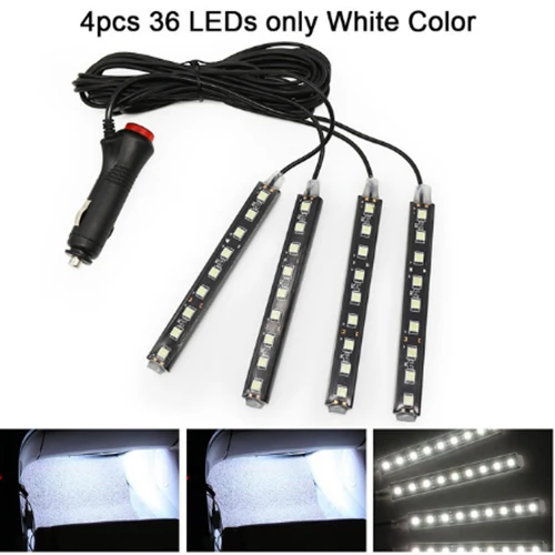 4 in 1 red 4 шт. автомобильный RGB светодиодный музыкальный голосовой звуковой контроль автомобиля декоративная атмосфера Авто RGB через напольную ленту светильник с пультом дистанционного управления 12 В - Испускаемый цвет: 4 in 1 red