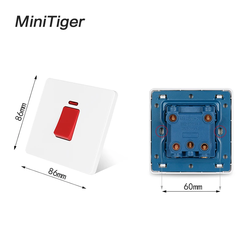 Minitiger UK standard 20A/45A переключатель водонагревателя с неоновым светодиодный