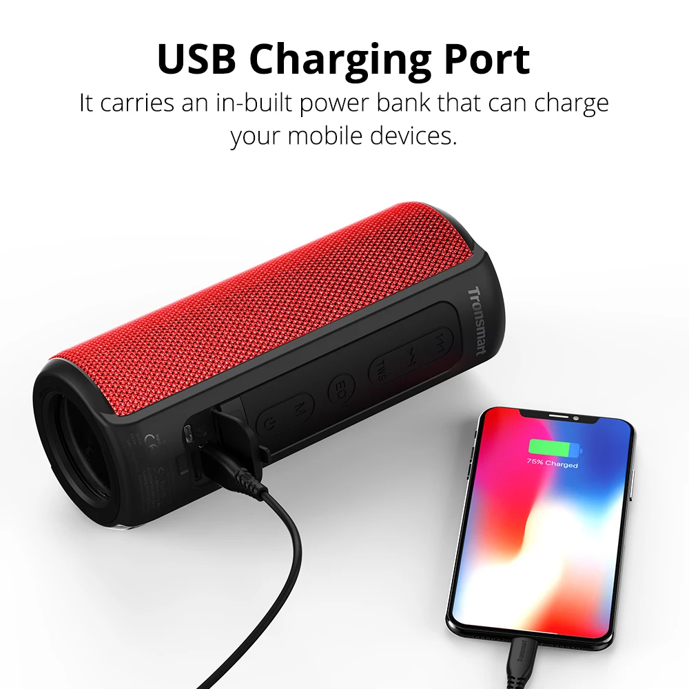 Tronsmart T6 Plus Bluetooth динамик 40 Вт глубокий бас Bluetooth5.0 Саундбар с IPX6 Водонепроницаемый