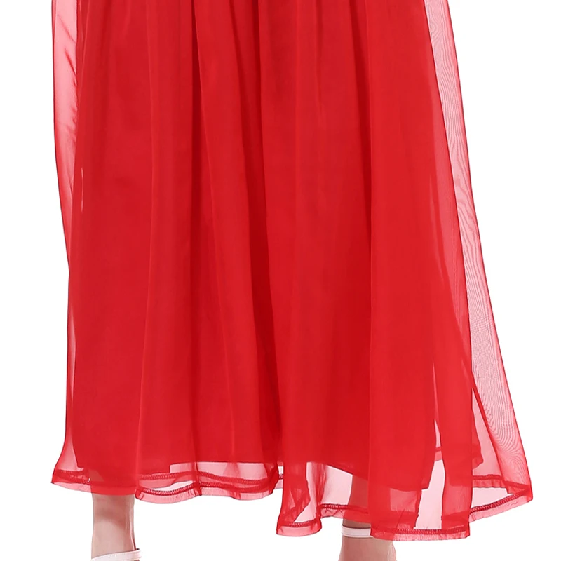 Красное летнее шифоновое платье для женщин 2018 винтажное открытое раздельное