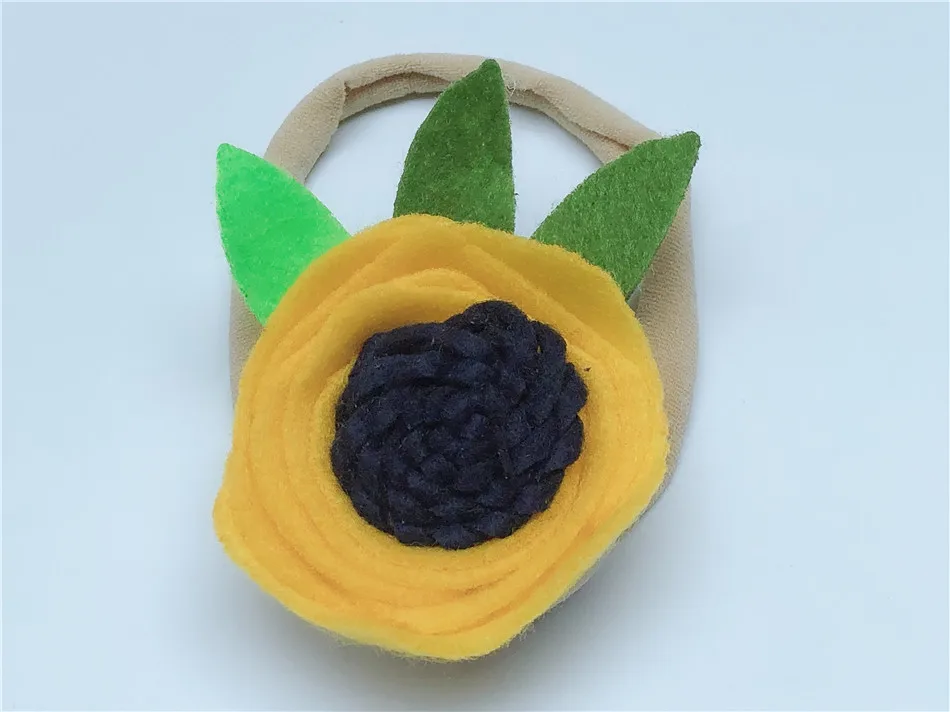 

Boutique 16pcs Fashion Felt Sunflower Super Soft Nylon Headbands Solid Flower Soft Hairbands Newborn Princess Hair Accessories