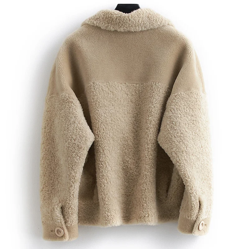 2018 Winter New Women's Leather Grass Coat Sheep Shearing Temperament Lapel Fashion Outer Wool Thick Warm Loose Jacket LB228 | Женская