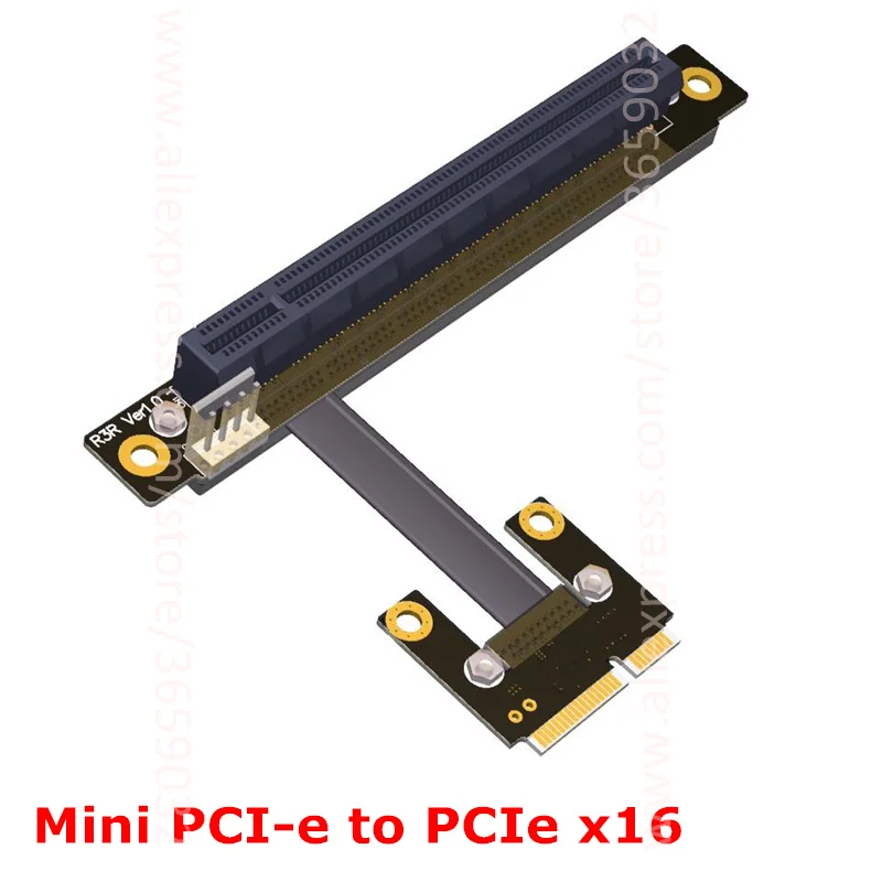 Riser PCIe 16x PCI E x16 к Mini половинный mPCIe adapter Card elbow design Gen3.0 кабель 128 Гбит/с 16