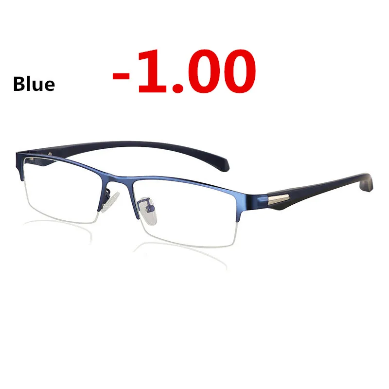 blue -1.00 Новинка, солнцезащитные фотохромные очки для близорукости, оптические очки для мужчин, студенческие очки для близорукости, очки с оправой по рецепту, половинная оправа-1,0-4,0 - Цвет оправы: blue -1.00