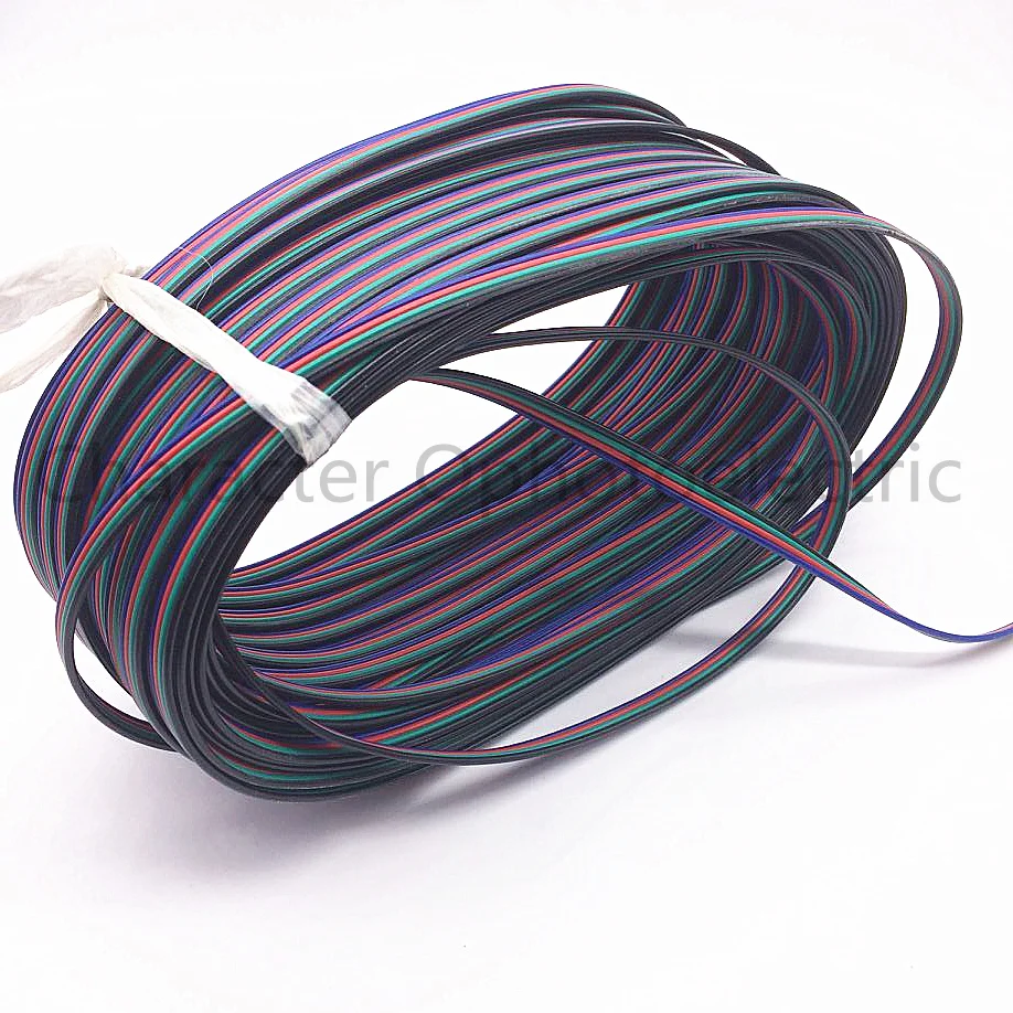 2 м 5 м 10 м 20 м 50 м 4 Pin Расширение RGB+ черный провод Соединительный кабель с разъемом кабеля для DC12V полосы светильник