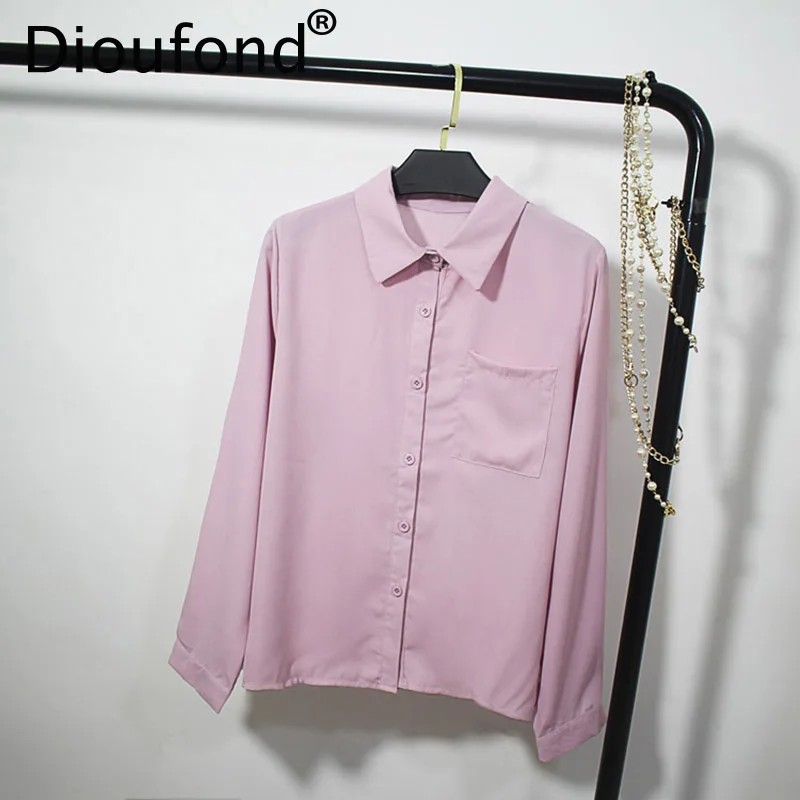 Женская Офисная рубашка Dioufond белая Базовая хлопковая блузка с длинным рукавом