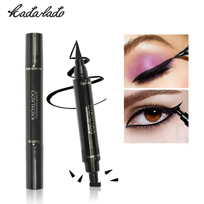 

KADALADO Double Head Eyeliner Waterproof Black Liquid Eyeliner Pen EyeLiner Stamp Long Lasting Makeup Eye Pencil Cosmetics