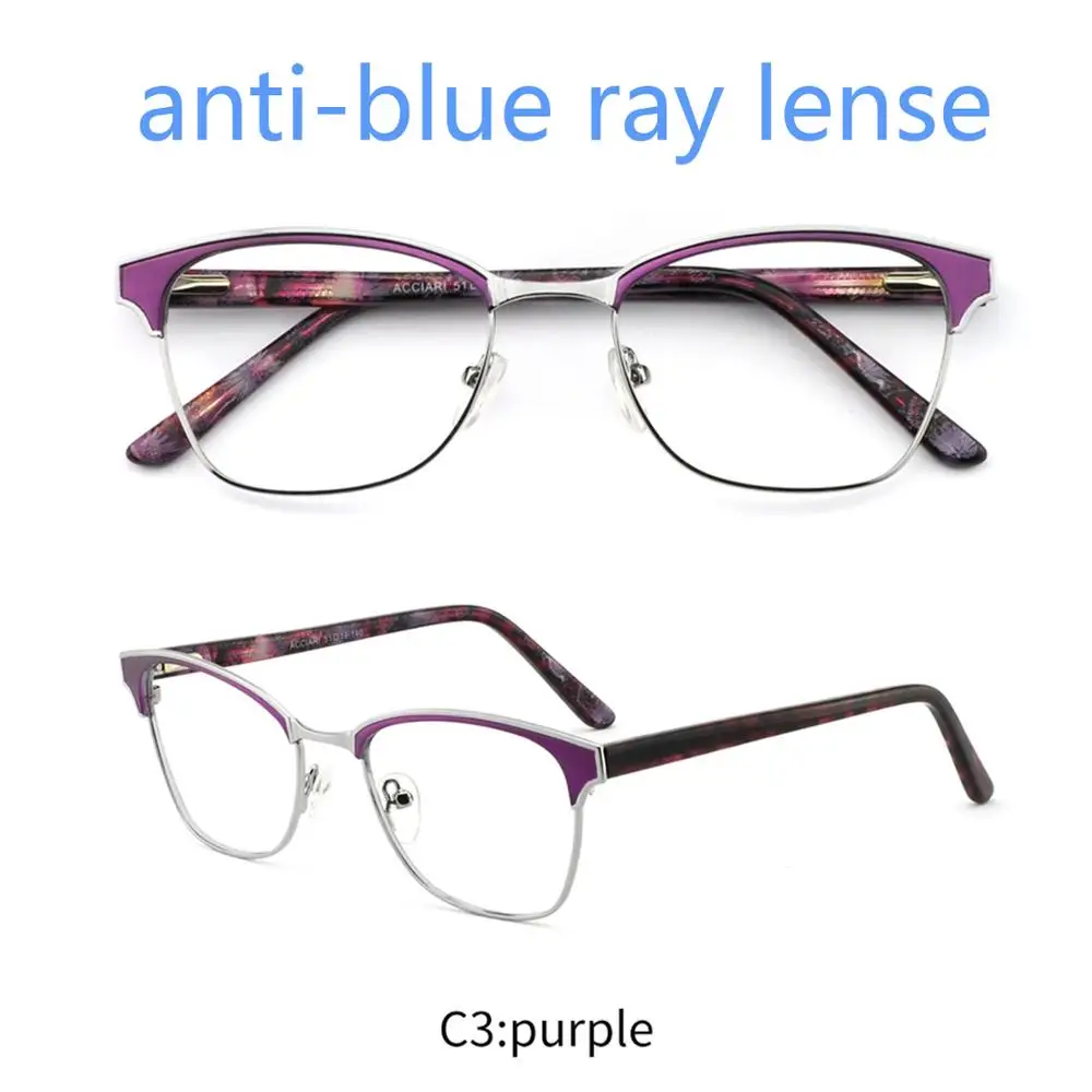 C3a purple OCCI CHIARI, Ретро стиль, нержавеющая сталь, металл, женские очки для близорукости, прозрачные линзы, оптические очки Gafas W-CASANA - Цвет оправы: C3a purple