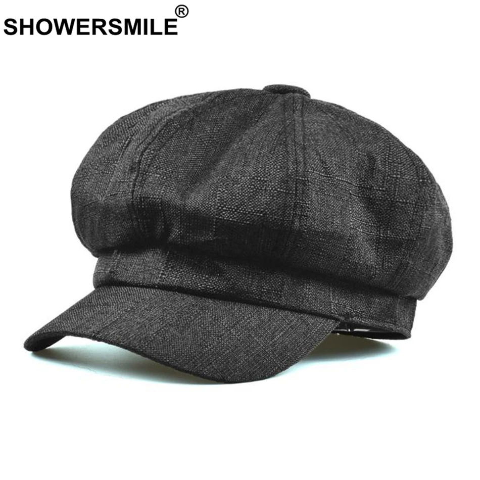 SHOWERSMILE, летняя кепка Newsboy, женская, хлопок, лен, кепка Newsboy, мужская, одноцветная, бежевая, регулируемая, дышащая, Гэтсби, восьмиугольная кепка, унисекс