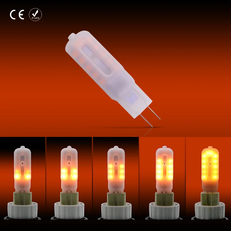 Низкая Напряжение DC12V G9 светодиодный лампы в форме свечи с эффектом пламени SMD2835