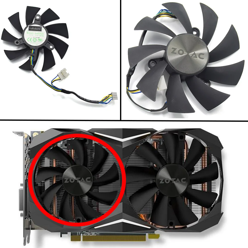 87MM Fan 87 мм GA92S2H 100 мм GAA8S2H GAA8S2U 4-контактный кулер вентилятор для ZOTAC GTX 1060 1070 Ti MINI HA 1080 Ti Мини Вентилятор охлаждения с двумя графическими картами - Blade Color: 87MM Fan