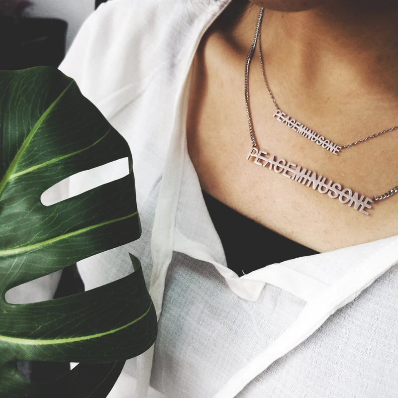 Женское и мужское ожерелье с надписью GD PEACEMINUSONE из нержавеющей стали подвеской