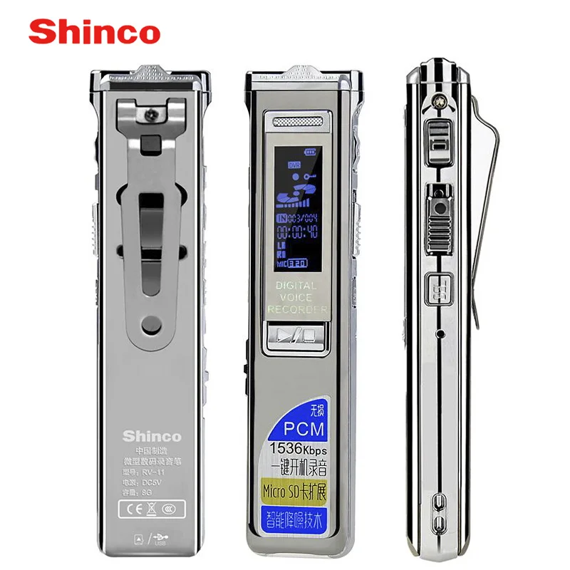 Shinco rv 11 8 ГБ голос Регистраторы цинковый сплав стерео запись Цифровые диктофоны