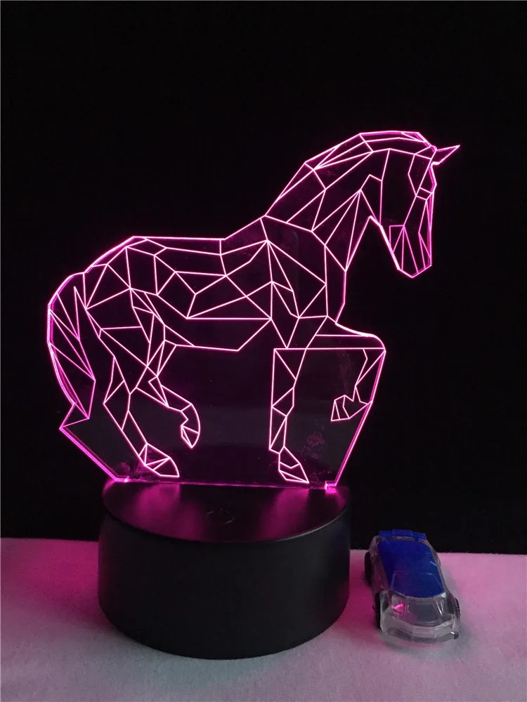 Креативные животные Геометрическая лошадь 3D лампа LED USB настроение ночник