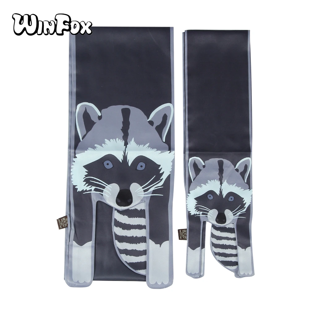 Роскошный брендовый шифоновый хиджаб Winfox с рисунком кавайного енота шарф для