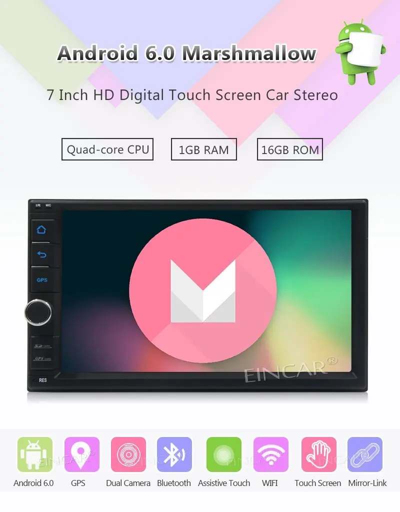 Камера заднего вида + Android 6 0 Автомобильный стерео 7 &quotдвойной Din в тире gps