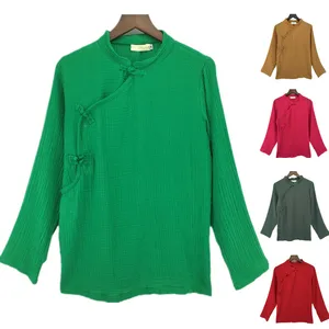 2022 Spring Autumn Loose Original Design Solid Shirt Female cotton Linen Shirt Women Casual Tops black blue