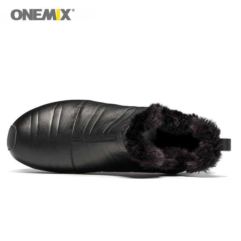 Теплая прогулочная обувь ONEMIX черные меховые ботинки для мужчин домашняя без клея