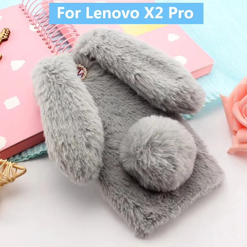 Чехол с плюшевым кроликом для Lenovo X2 Pro милый мягкий меховой 3D чехол из ТПУ