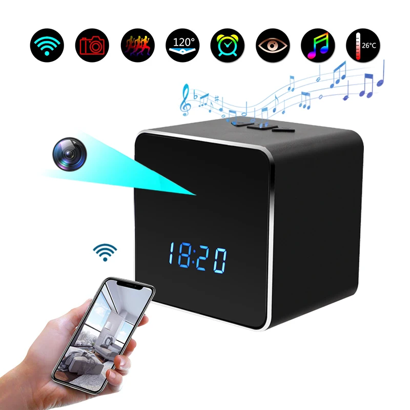 Meichun 1080P Wi Fi мини камера Будильник времени Беспроводная няня Часы безопасности