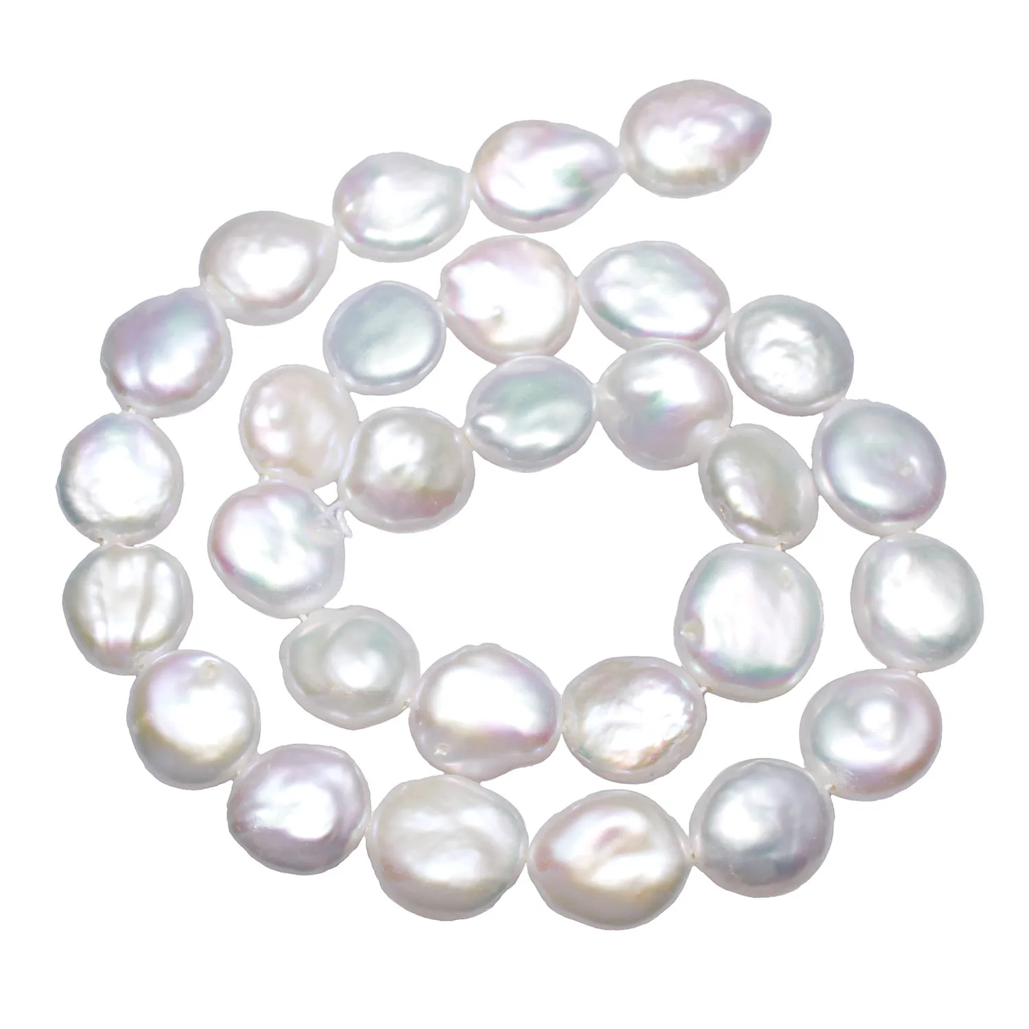 

High Quality Cultured Coin Freshwater Pearl Beads Flat Round Natural White 12-13mm Approx 0.8mm Sold Per Approx 15 Inch Strand