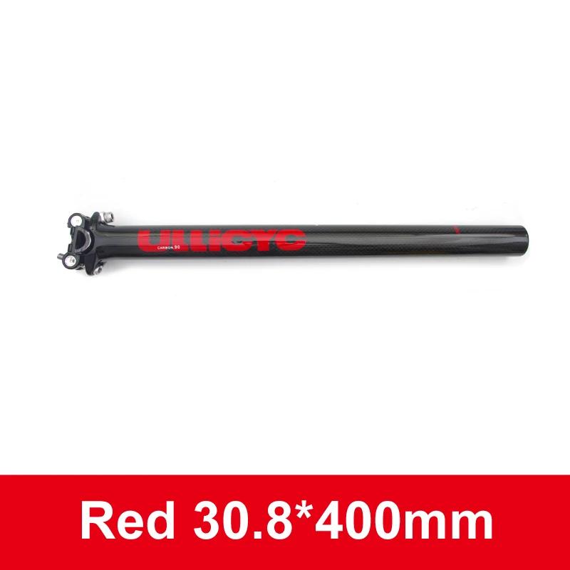Red 30.8x400mm Ullicyc труба из углеродистого волокна 3K полностью карбоновый Подседельный штырь Красочный Горный/Шоссейный велосипед Подседельный штырь 27,2/30,8/31,6/33,9/34,9*350/400 мм - Цвет: Red 30.8x400mm