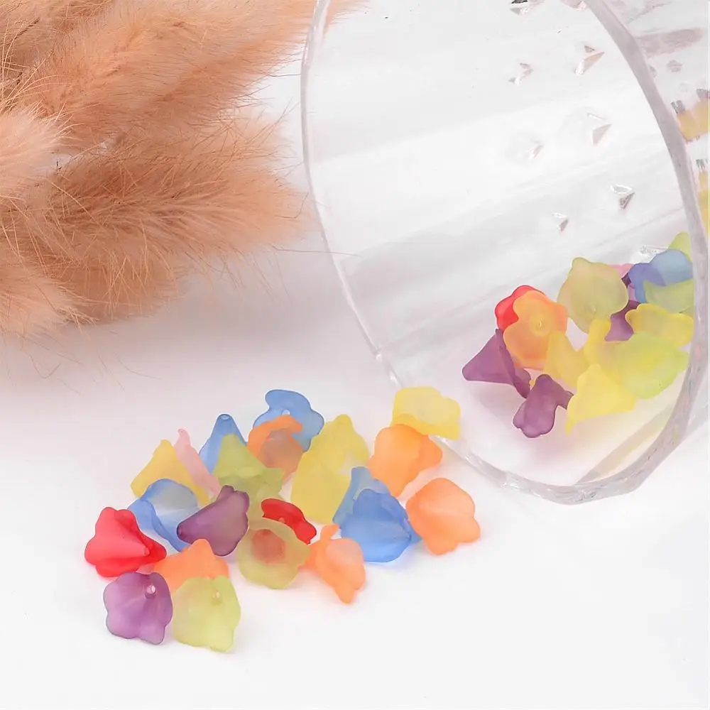 Transparent Acrylic Beads Dyed Frosted Flower Mixed Color about 9~10mm long wide hole: 1mm 3500pcs/500g | Украшения и аксессуары