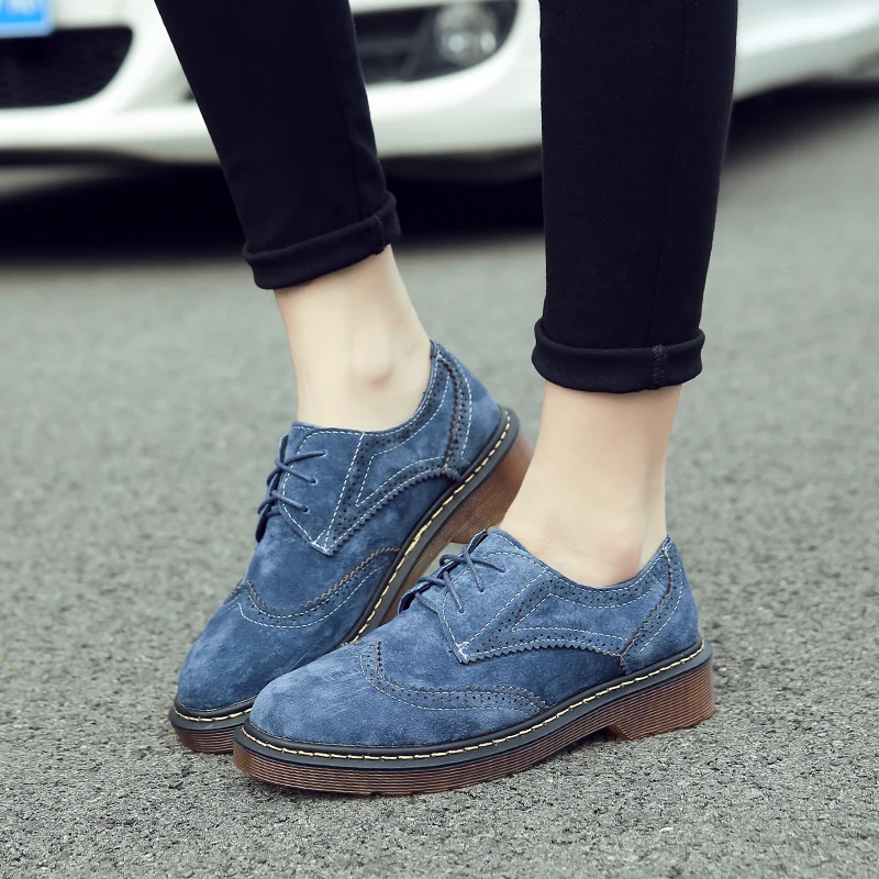 Весенняя женская обувь модная на плоской подошве женские замшевые туфли