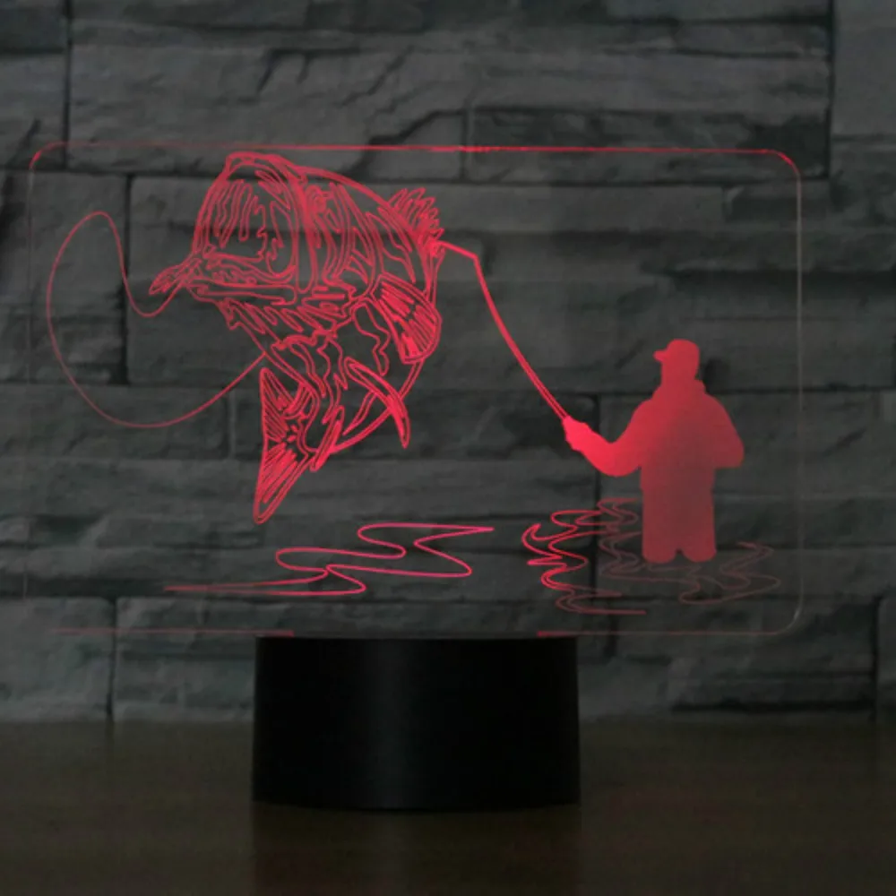 Креативная 3D лампа для рыбалки USB светодиодный ночник дистанционный
