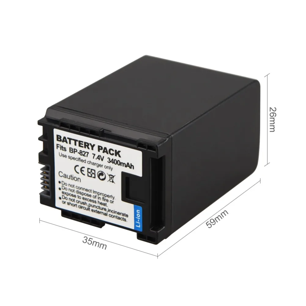 BP 827 аккумулятор 3400 мАч для Canon VIXIA HF10 HF11 HF100 HF20 HF21 HF200 HG20 HG21 HFS10 HFS100 HF S10 S11 809