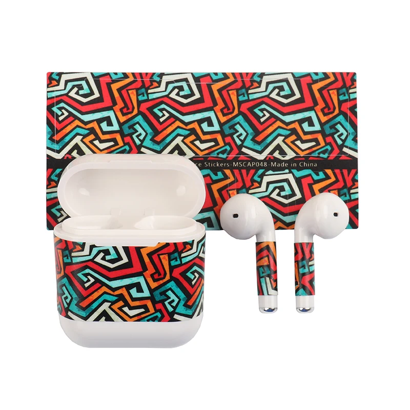 Стикер с черепом в стиле хип-хоп-граффити для аксессуаров Apple AirPods, чехол для AirPods с котиком-аниме и военной камуфляжной расцветкой.