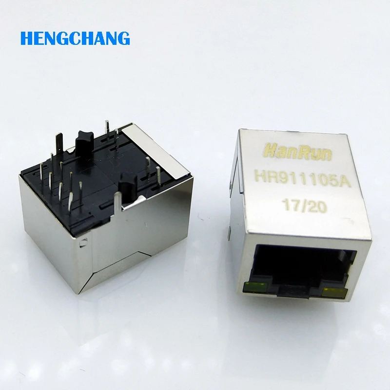 Hanrun HR911105A RJ45 разъем PCB монтажный сетевой адаптер для Ethernet передачи данных с лампой
