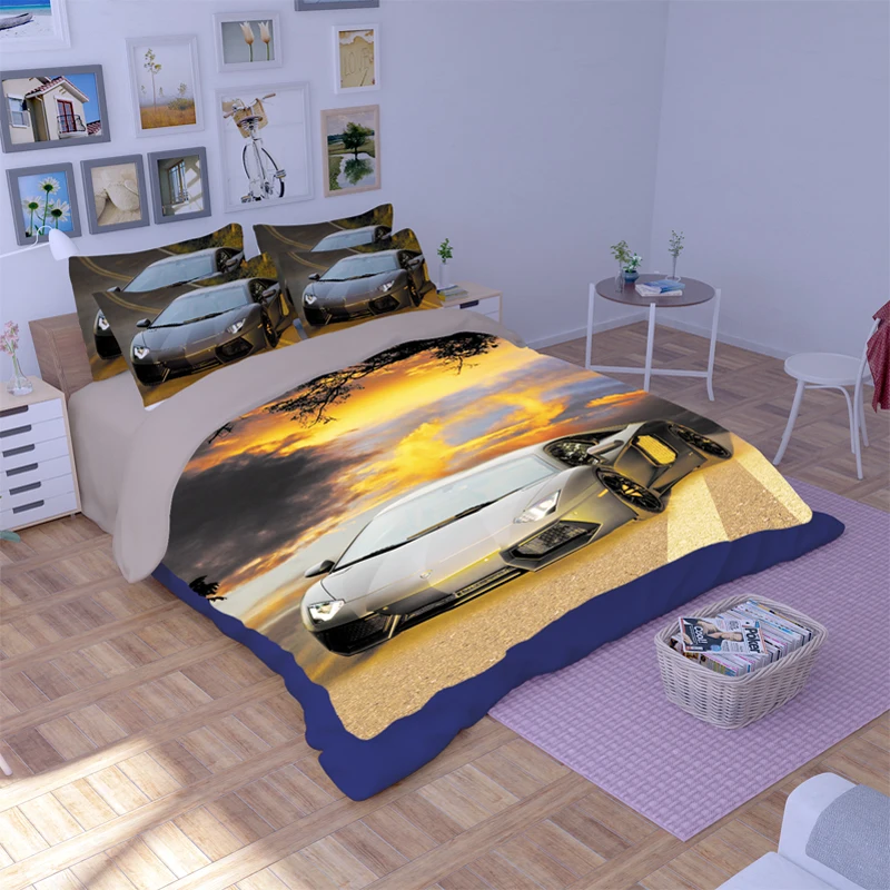 Высокое качество 3d одеяло постельные принадлежности наборы гоночный пододеяльник с рисунком комплект простыня наволочка queen Размер хлопок постельное белье