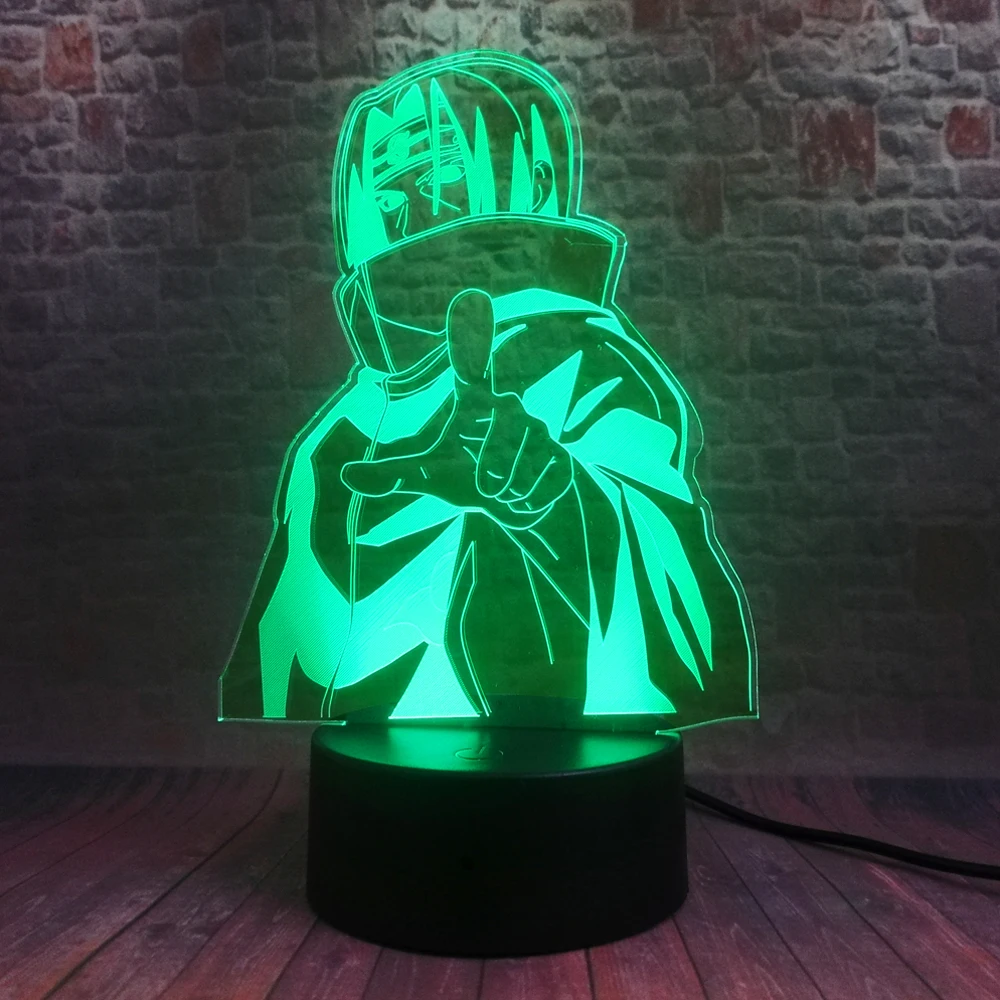 Ночник Naruto Kakashi Minato Uchiha Sasuke 7 цветов светодиодный прикроватный светильник 3D