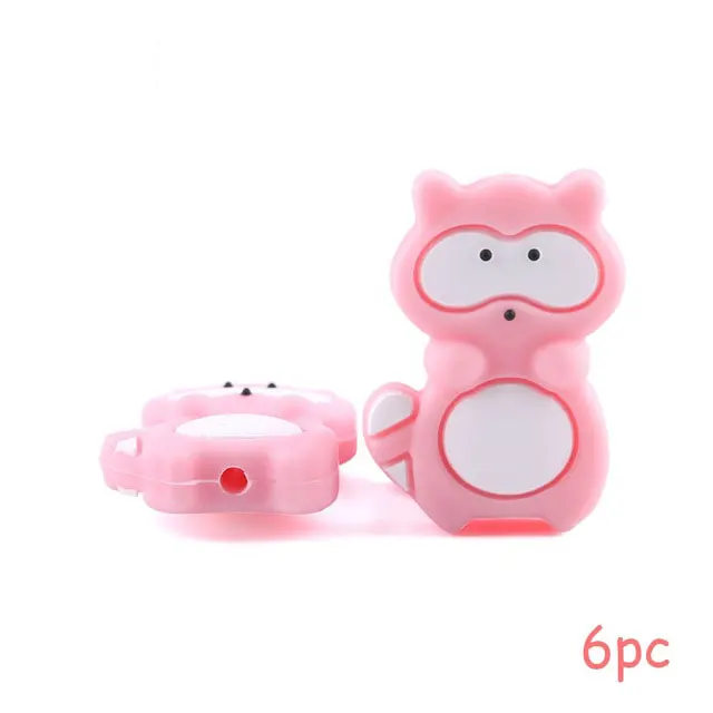 Sytle-28 6 шт., детский Прорезыватель без бисфенола, Мультяшные животные, зуб, силиконовые бусины для грызунов, коала, силиконовая соска с бусами, клипсы, цепочка, сделай сам, миниатюрный стержень - Цвет: Sytle-28