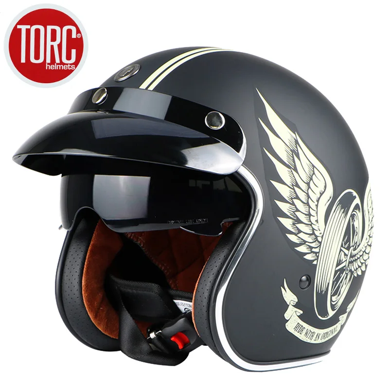 

Free shipping Fashion brand TORC vintage motorcycle helmets matte black captain america Goggles Retro Vintage Style ECE