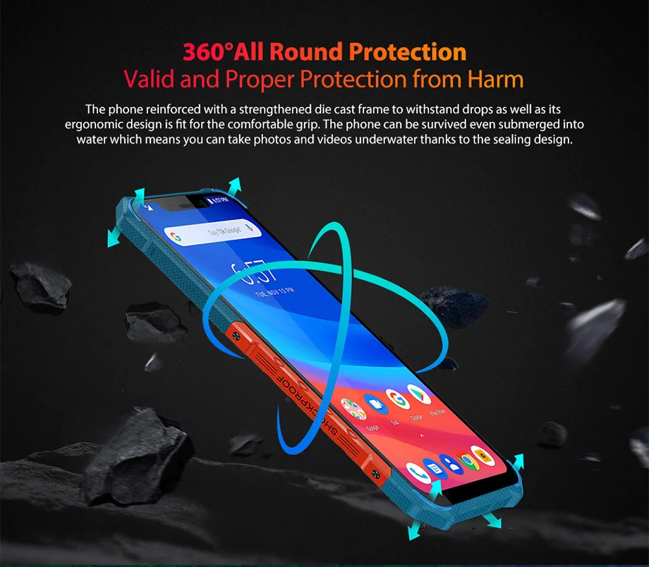 Ulefone Armor 6 IP68 IP69K Android 8,1 смартфон 6," Helio P60 6G+ 128G Face ID Беспроводная зарядка прочный водонепроницаемый мобильный телефон